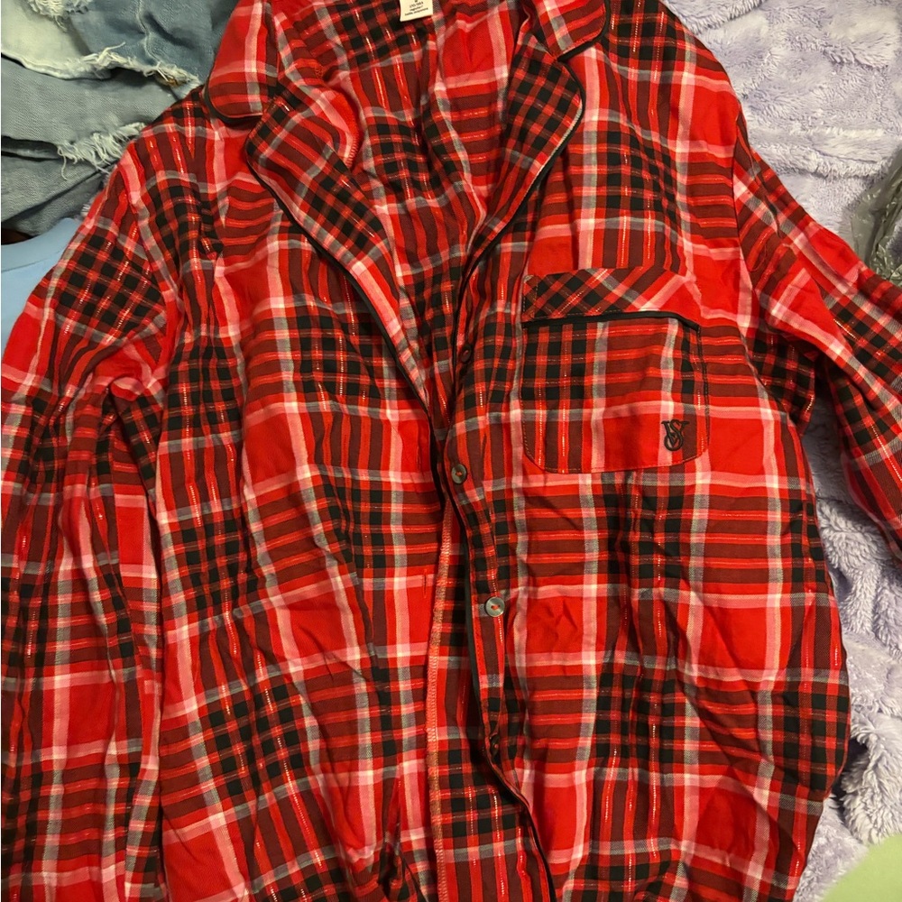Victoria's Secret Red Plaid Pajama Top